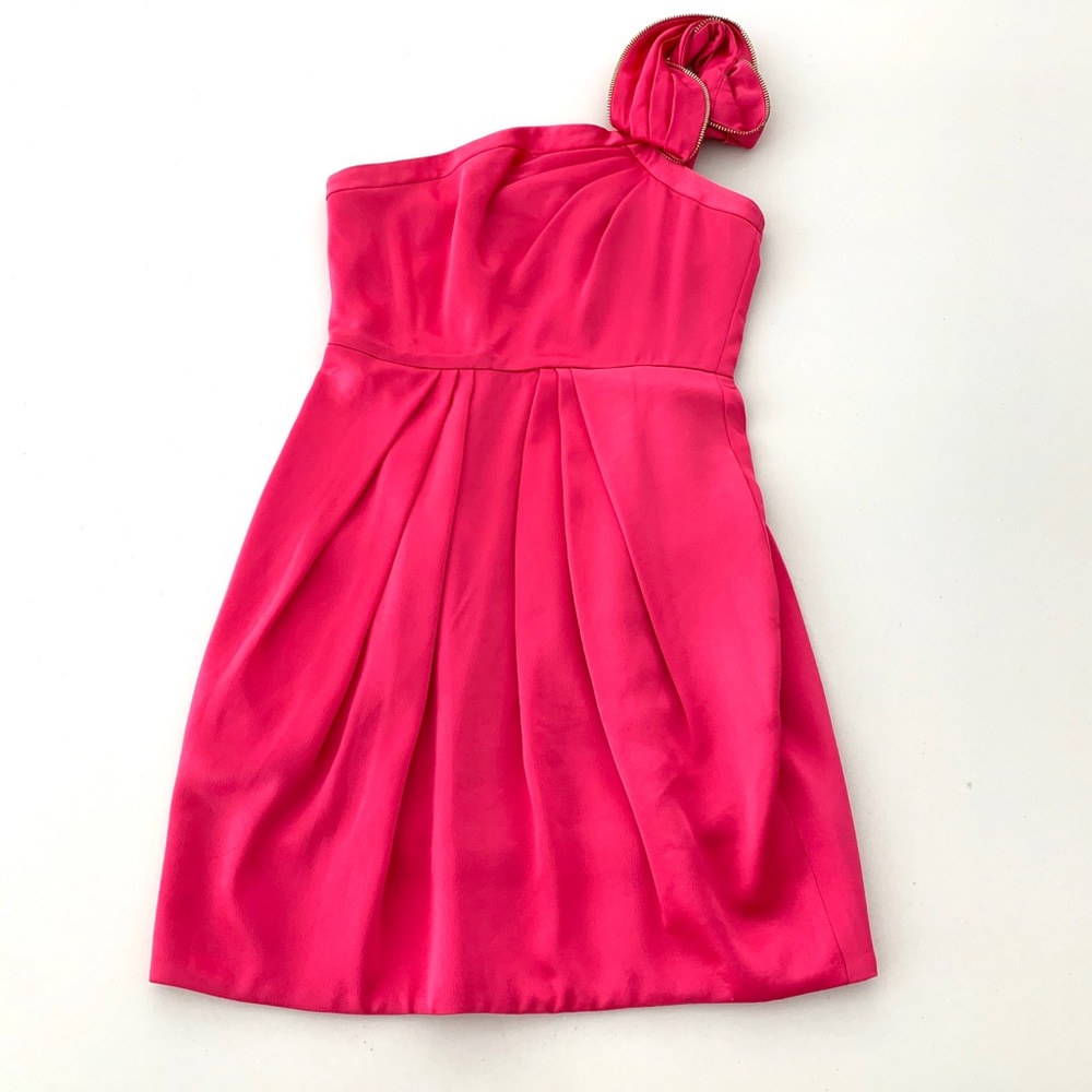 Bcbgmaxazria Hot Pink One Shoulder Dress Size 0